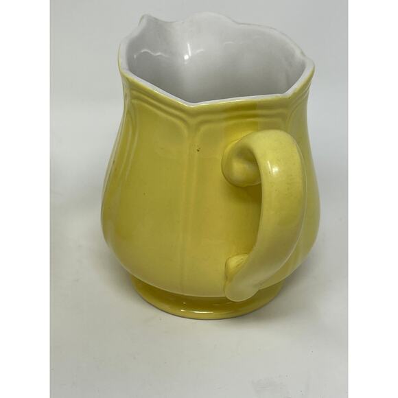 Vintage Federalist Ironstone Buttercup Yellow Ceramic Sugar Bowl & Creamer Set - Picture 7 of 16